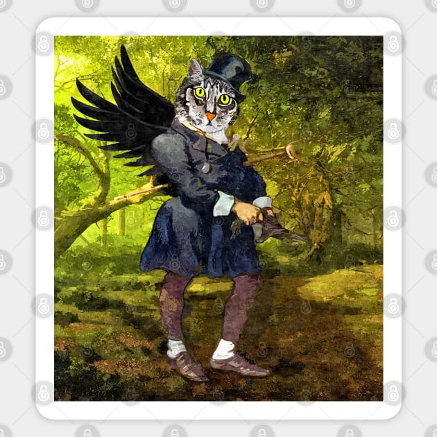 Angel Cat dressed as a Gentleman  Copyright TeAnne Sticker by TeAnne